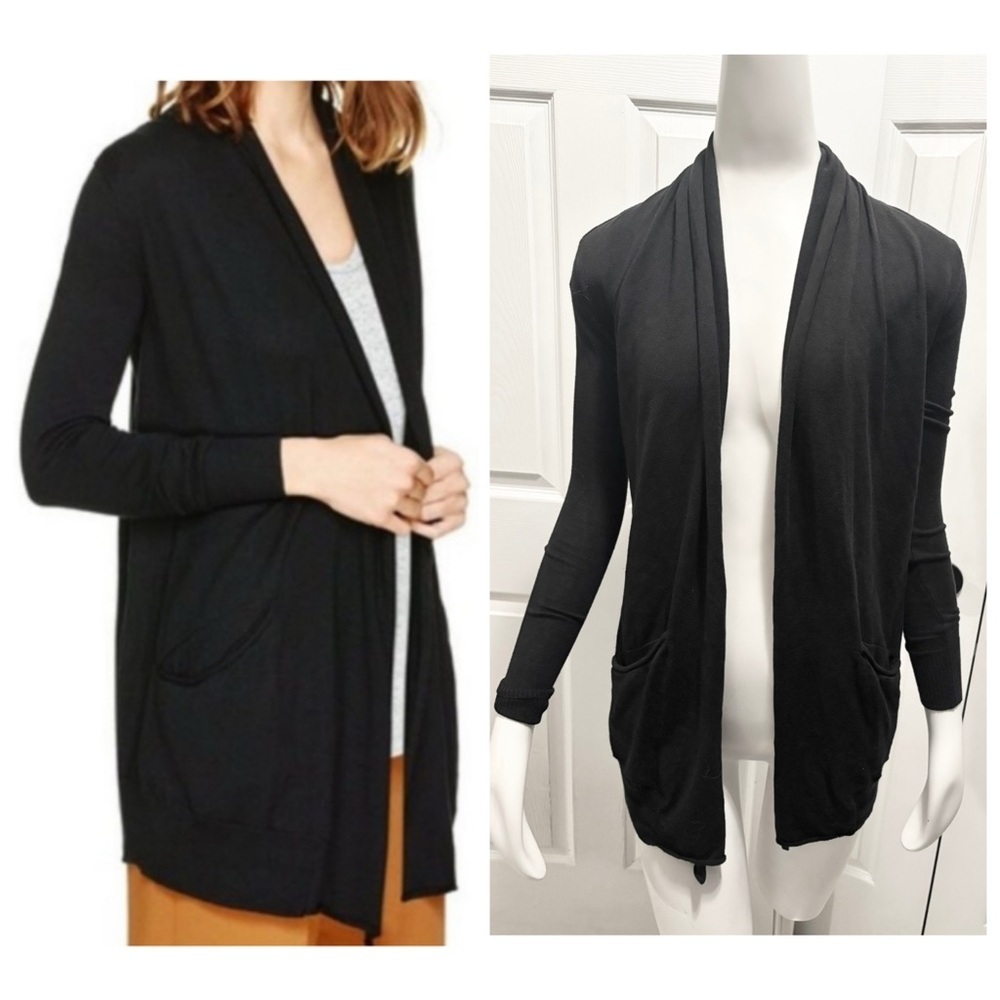 Aritzia Wilfred Flaubert Cardigan Silk and Cashmere Open Front Sweater Black XXS